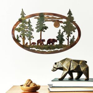 Metal Bear Wall Art Farmhouse Mountains With Trees Wildlife Wall Decor Rustic💗
